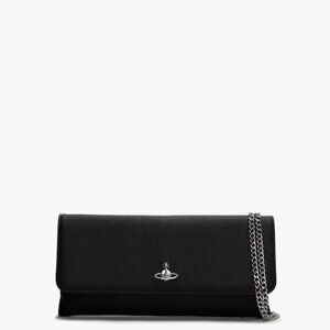 Authentic Vivienne Westwood Victoria Chain Clutch Black Leather Orb Logo
